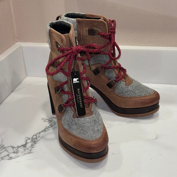 Sorel Blake Lace Boots Tan/Gray, Size 9.5, NWT - Picture 1 of 9